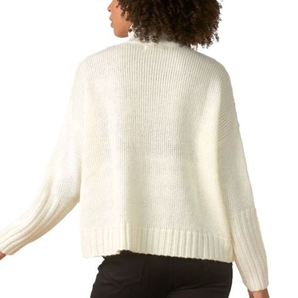 Elan ROCK Winter White Bronze Lettering Oversize Mock Neck Slouchy Sweater - L - Picture 2 of 15